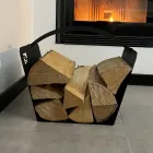 Svart stål modern inomhus timmerhållare Tillverkad i Italien - Libeccio Viadurini