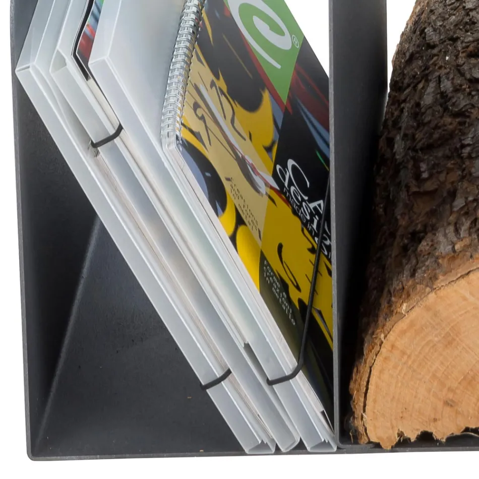 Design timmerhållare för inomhus i grått stål Tillverkad i Italien - Tramontana Viadurini