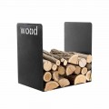 Modern trähållare i svart stål Minimal design med gravering - Altano