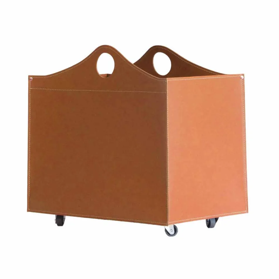 Portalegna bundna läder med WoodBag hjul i Italien Viadurini