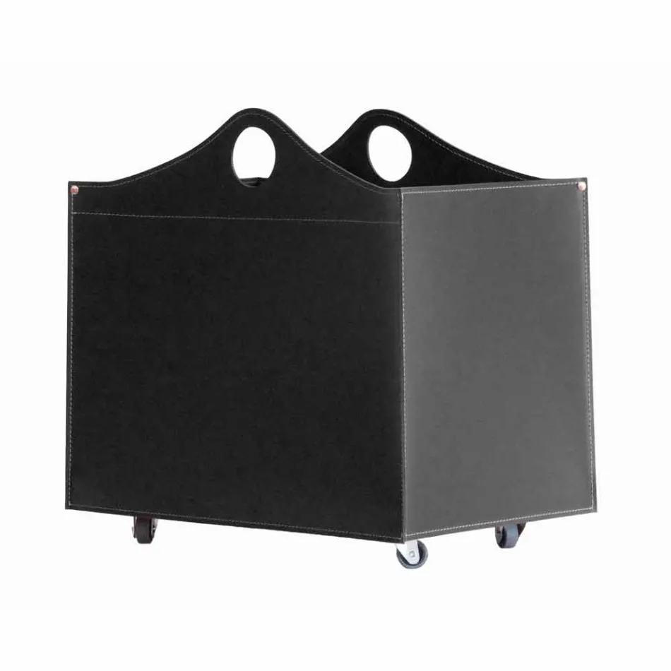 Portalegna bundna läder med WoodBag hjul i Italien Viadurini