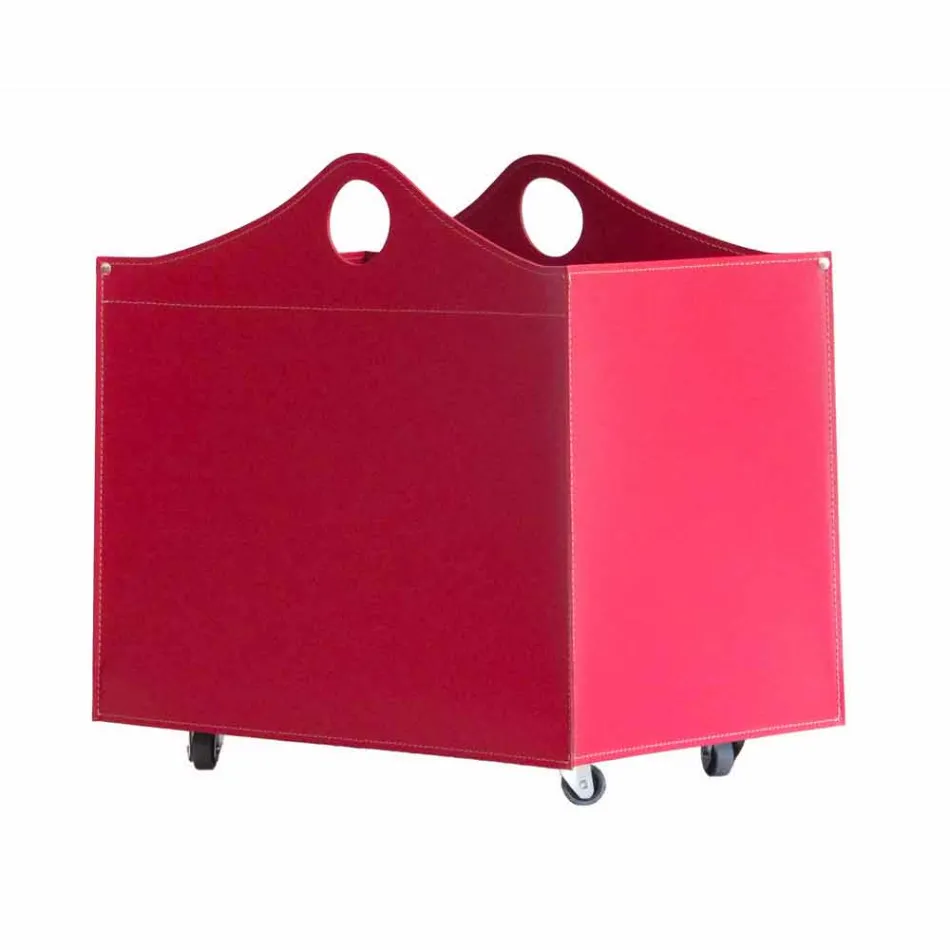 Portalegna bundna läder med WoodBag hjul i Italien Viadurini