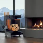 Trähållare i ekoläder och metall med 4 tillbehör Made in Italy - Camel Viadurini