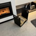 Modern trähållare i svart stål Minimal design med gravering - Altano Viadurini