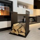 Modern vedträhållare i svart stål för inomhusdesign - Scirocco Viadurini