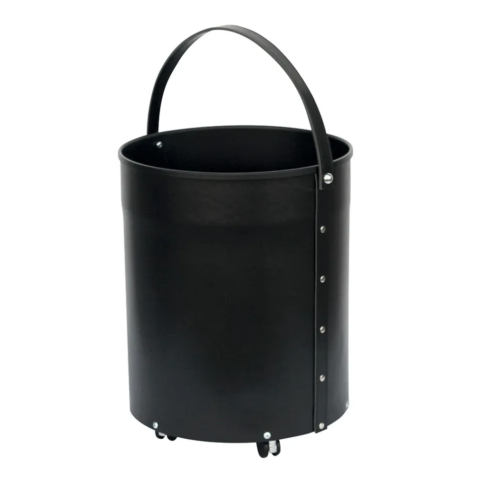 Rund stockhållare i eko-läder med hjul Made in Italy - Chameleon Viadurini