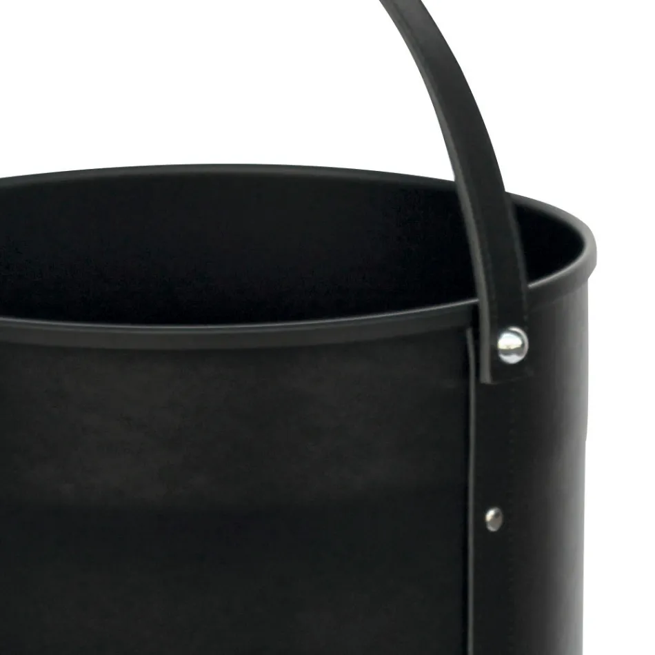 Rund stockhållare i eko-läder med hjul Made in Italy - Chameleon Viadurini