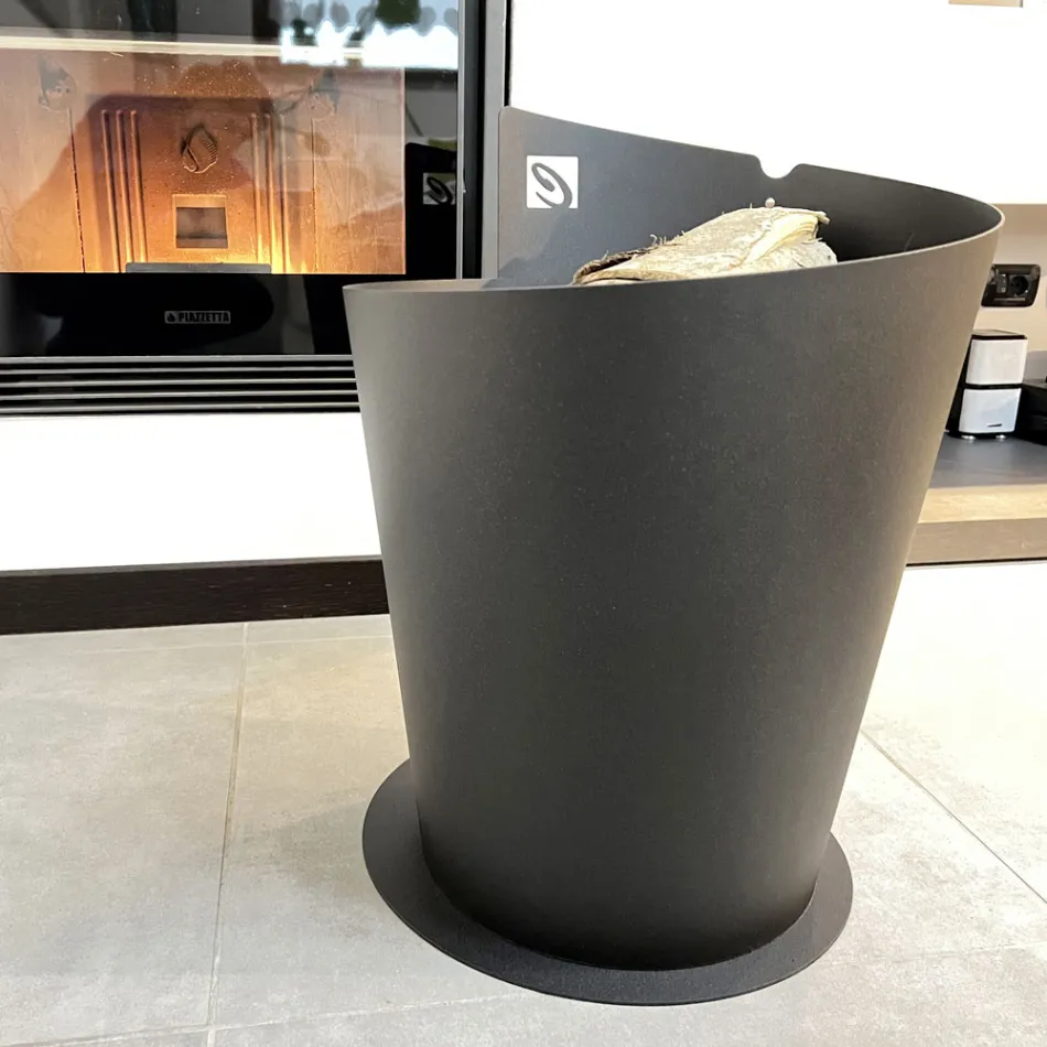 Rund trähållare för inomhus i svart stål italiensk modern design - Favonio Viadurini