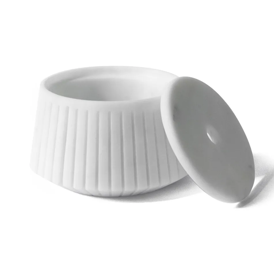 Vit Carrara marmor eller svart Portoro Design randig förvaringshållare - Kairo Viadurini