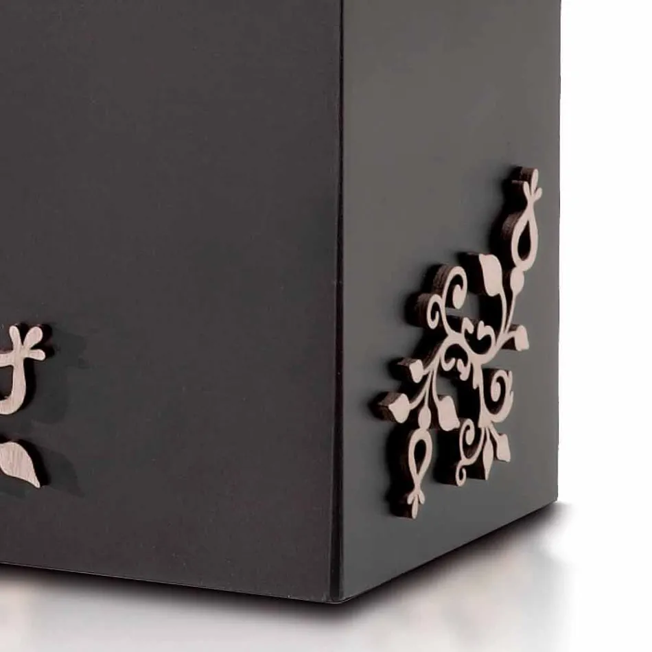 Paraplyställ i modernt rektangulärt design i dekorerat trä - Dekoro Viadurini