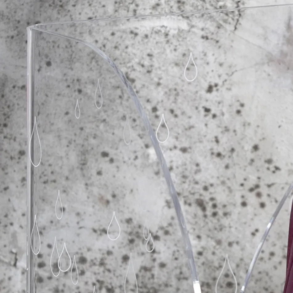 Paraplystativ i transparent laserdekorerad akrylkristall - Versio Viadurini