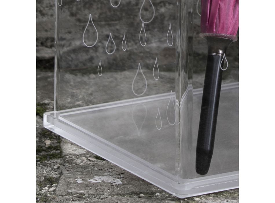 Paraplystativ i transparent laserdekorerad akrylkristall - Versio Viadurini