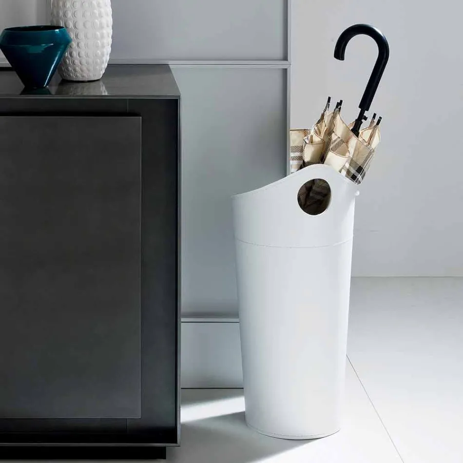 Paraply står i regenererat läder av Pluvia handgjord design Viadurini