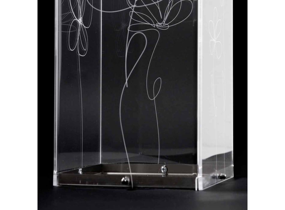 Transparent plastparaplystativ med graverade stiliserade löv - Florino Viadurini