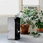 Svart plexiglasparaplyställ med 3D-gravyrer och dekorationer, modern design - Farfo Viadurini