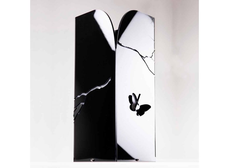 Svart plexiglasparaplyställ med 3D-gravyrer och dekorationer, modern design - Farfo Viadurini