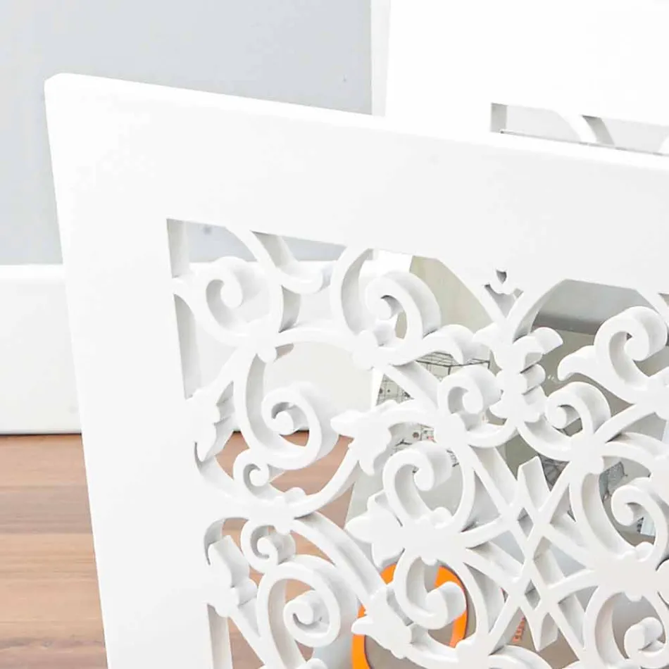 Floor Magazine Rack i modernt färgat trä med dekors - Dubai Viadurini