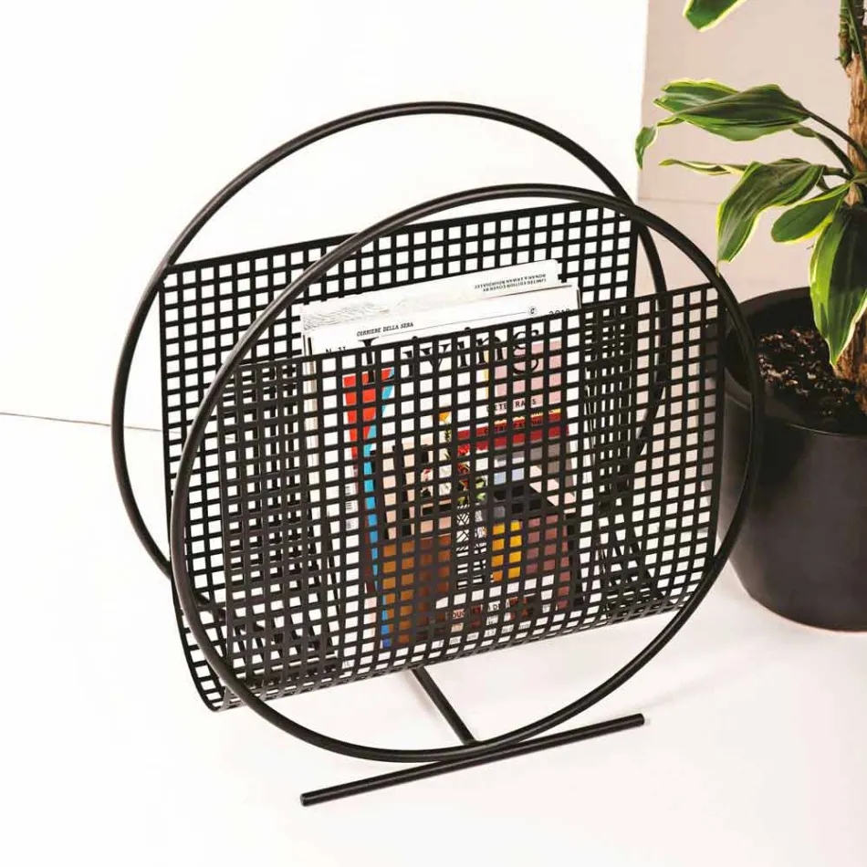Round Design Steel Magazine Rack tillverkad i Italien - slev Viadurini