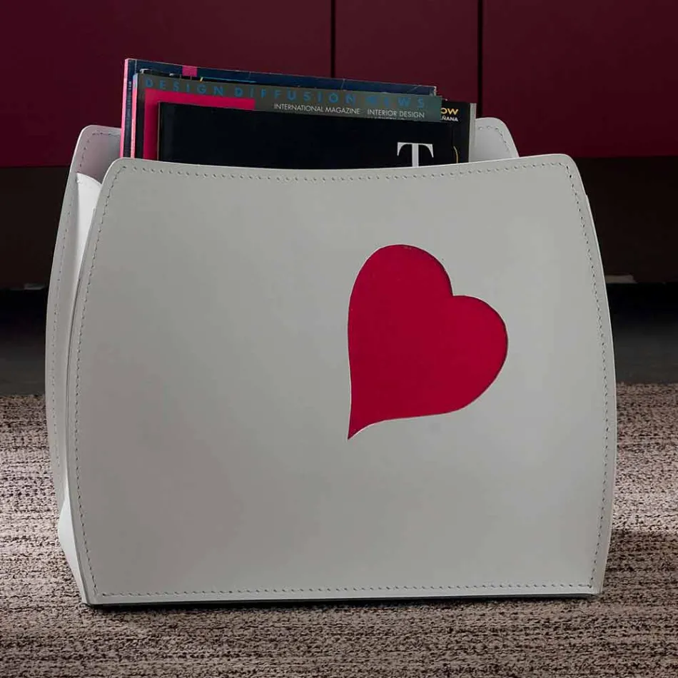 Design magasinställ i läder med modern Beatrice design Viadurini