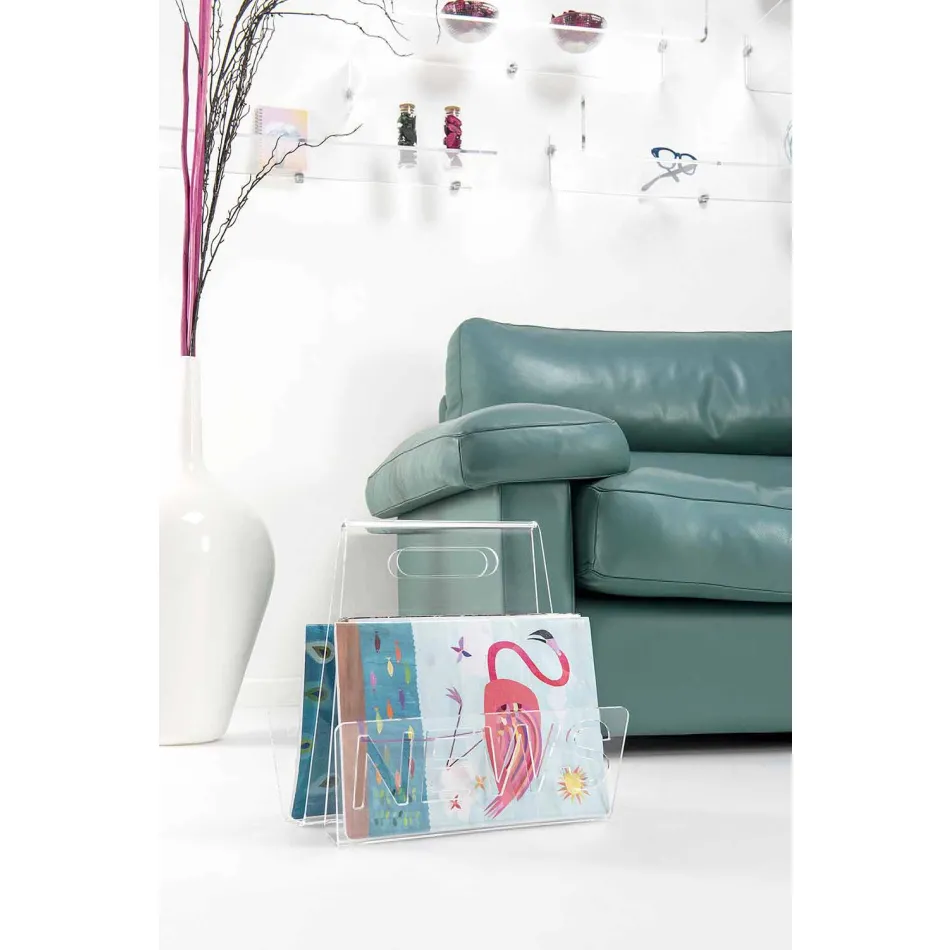 Rack i svart eller genomskinligt plexiglasmagasin tillverkat i Italien - Omar Viadurini