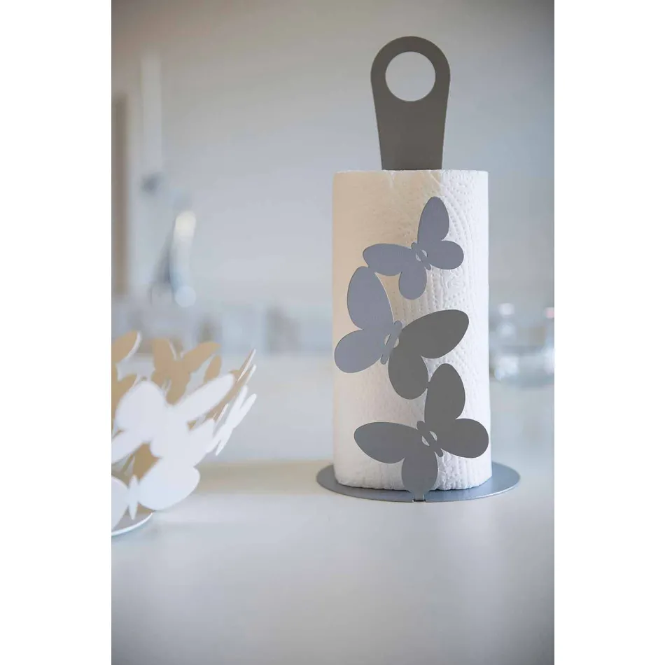 Moderna köksrullehållare i vitt, beige eller elfenben järn tillverkat i Italien - Leiden Viadurini