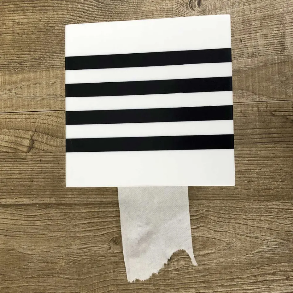 Badrumsrullehållare i vit Corian eller med svarta skär italiensk design - Elono Viadurini