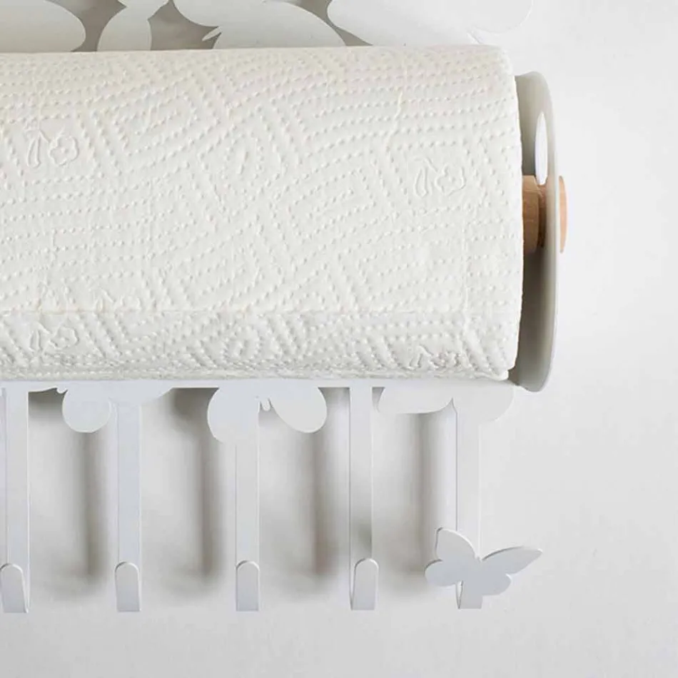 Väggrullehållare i vitt eller beige järn tillverkat i Italien - Leiden Viadurini