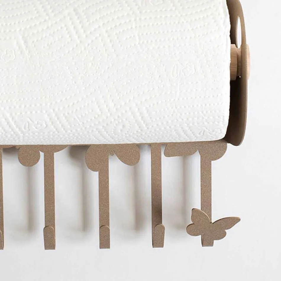 Väggrullehållare i vitt eller beige järn tillverkat i Italien - Leiden Viadurini