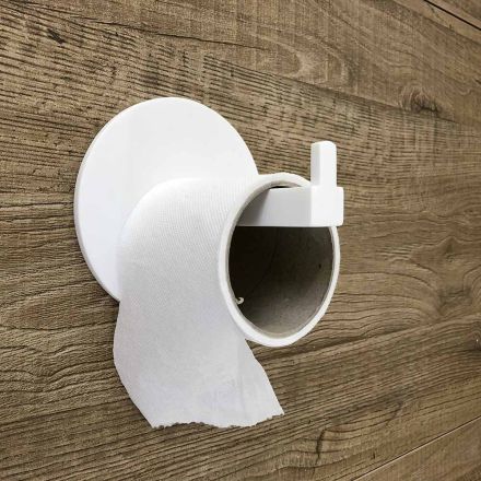 Toalettrullehållare i vit Corian eller med svart insats, tillverkad i Italien - Elono Viadurini