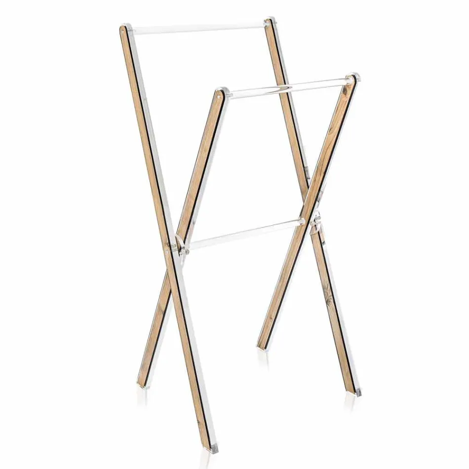 Golvhandduksstativ i genomskinligt plexiglas eller med trä - Stendio Viadurini