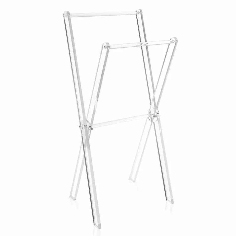 Golvhandduksstativ i genomskinligt plexiglas eller med trä - Stendio Viadurini