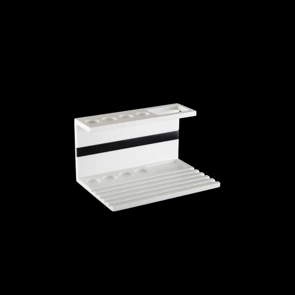 Tandborstehållare i vit eller svart Corian, designbadrumstillbehör - Elono Viadurini