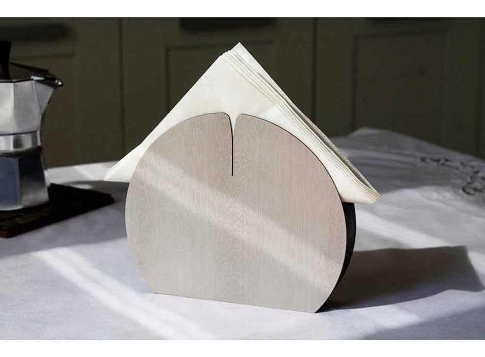 Modern bords servetthållare i naturligt trä tillverkat i Italien - Stan Viadurini