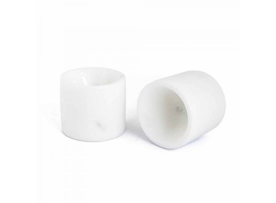 Design Egg Cup i vit Carrara Marble Tillverkad i Italien, 2 delar - Picca Viadurini