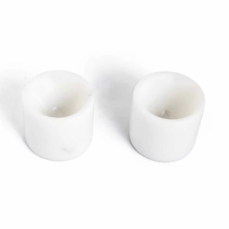 Design Egg Cup i vit Carrara Marble Tillverkad i Italien, 2 delar - Picca Viadurini