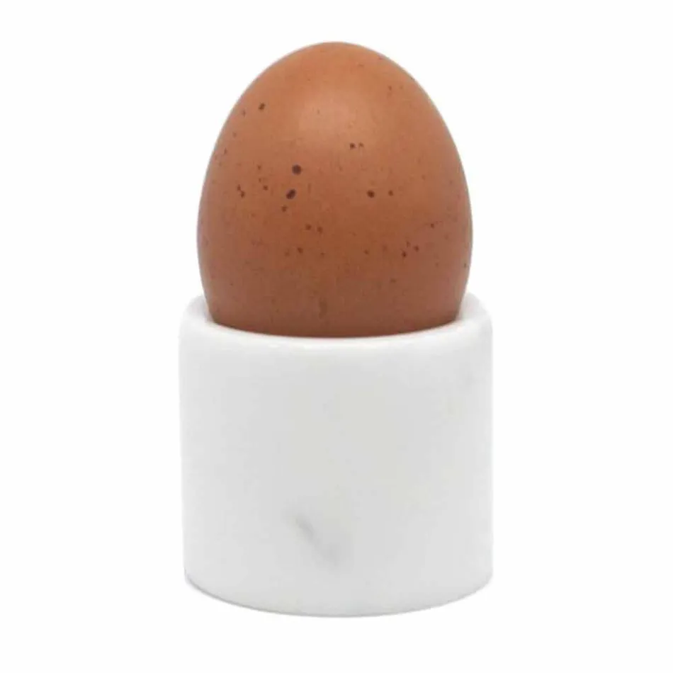 Design Egg Cup i vit Carrara Marble Tillverkad i Italien, 2 delar - Picca Viadurini