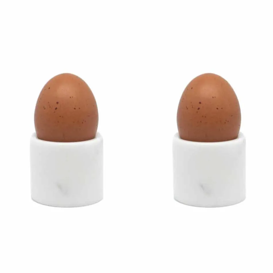 Design Egg Cup i vit Carrara Marble Tillverkad i Italien, 2 delar - Picca Viadurini