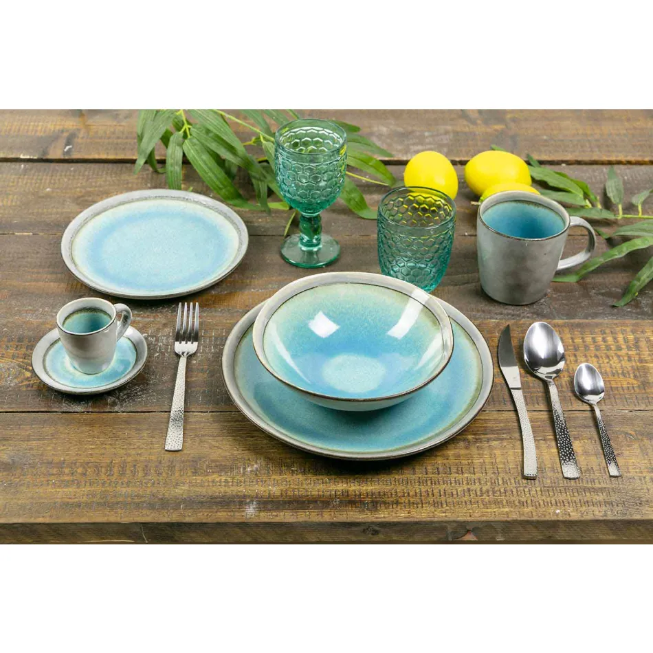 Design bestick i 24 delar i sköldpaddseffektstål - Rock Viadurini