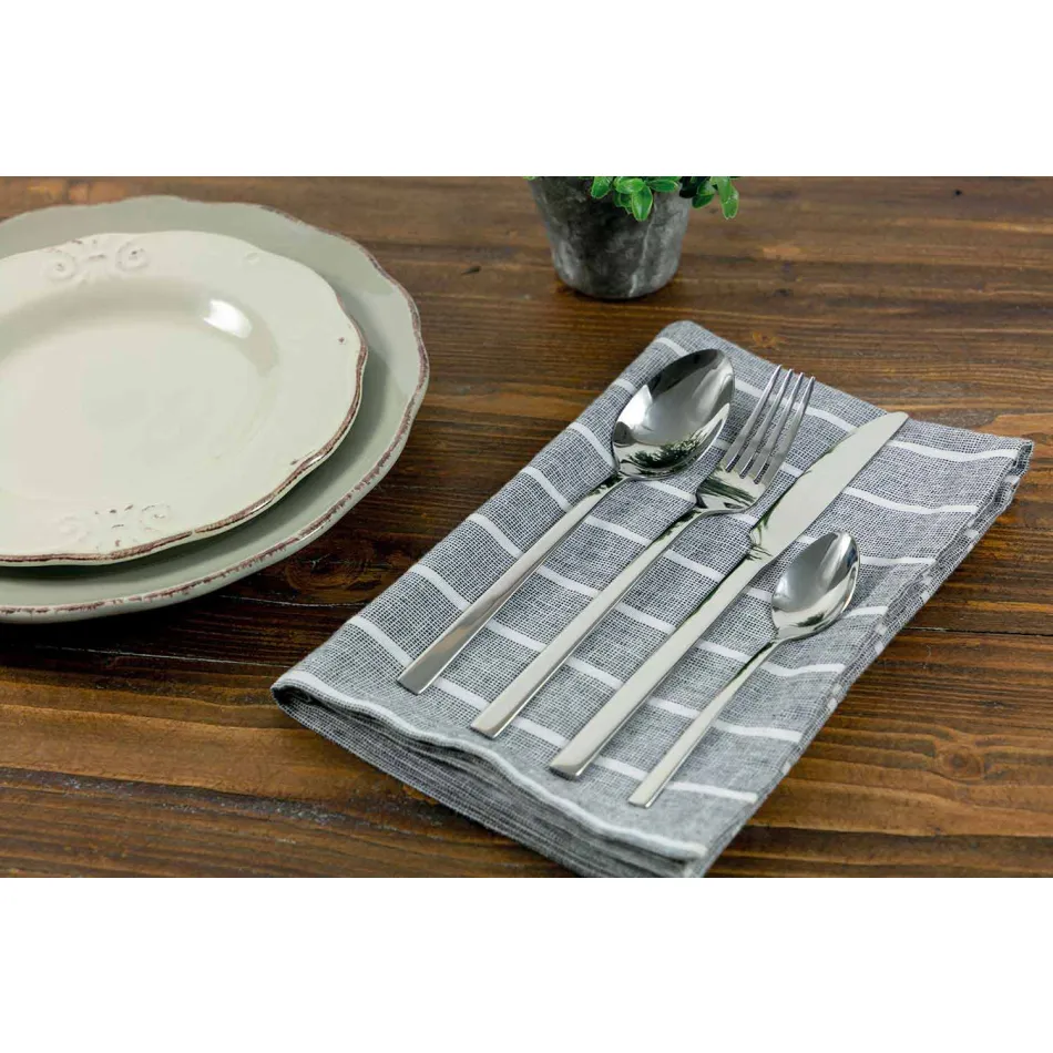 Design Serveringsbestick i satinstål 24 delar komplett - Fayette Viadurini