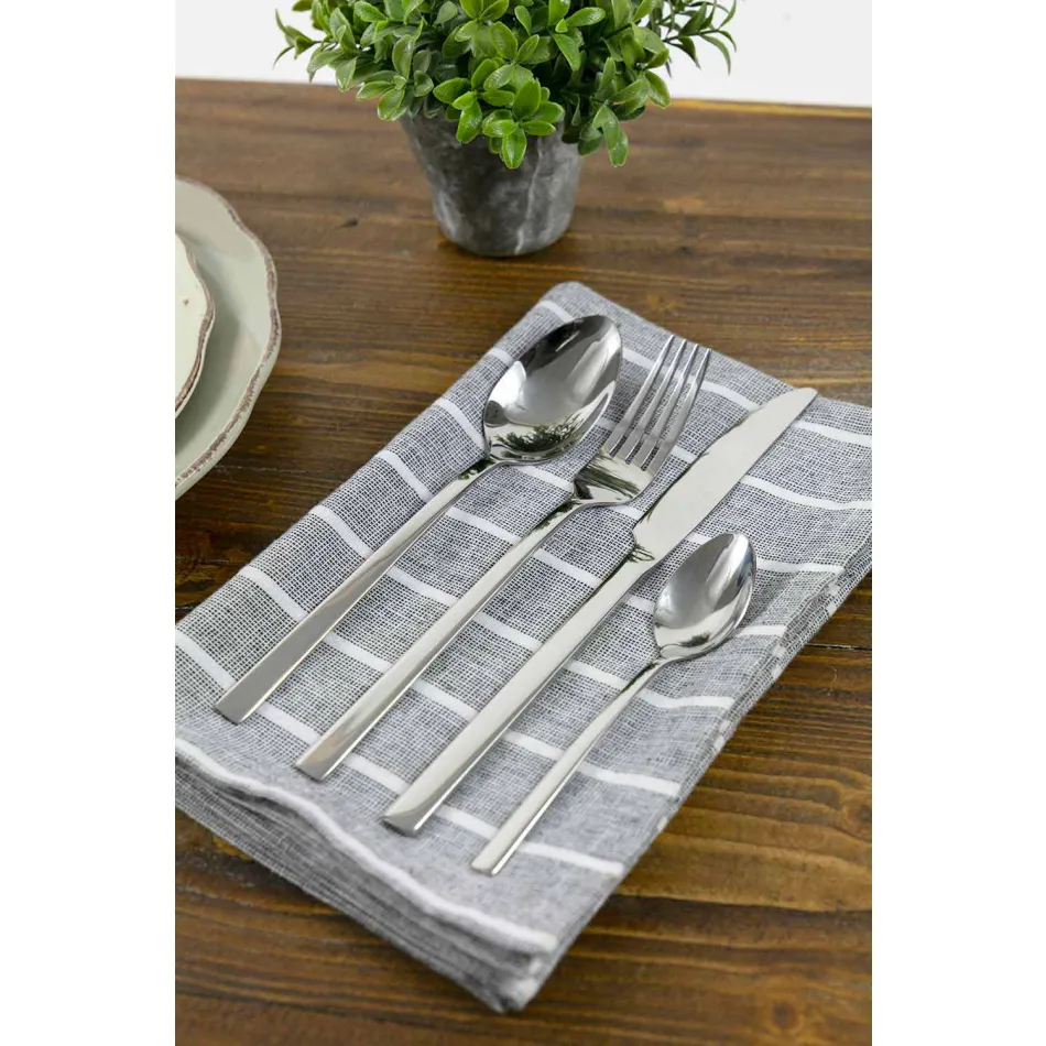 Design Serveringsbestick i satinstål 24 delar komplett - Fayette Viadurini