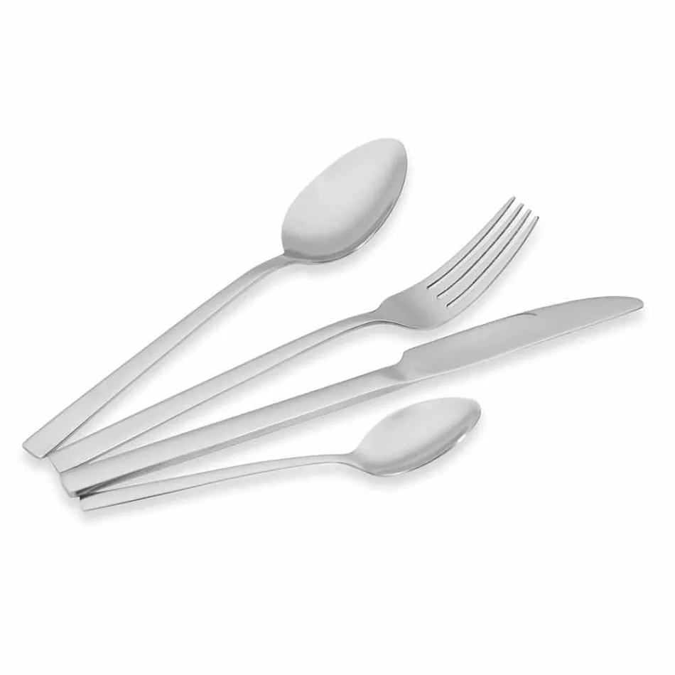 Design Serveringsbestick i satinstål 24 delar komplett - Fayettepos Viadurini