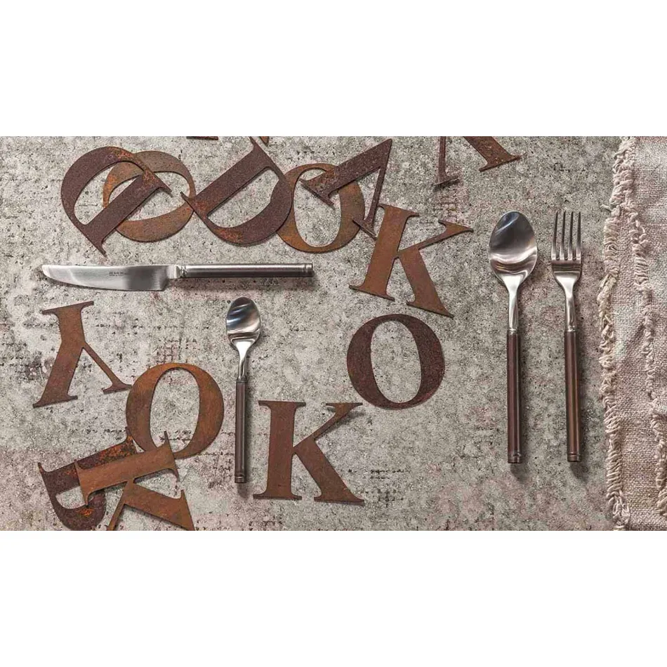 24-delat satinstålbestick italiensk hantverksdesign - Damerino Viadurini