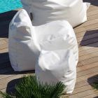 Pouf Cloud Trona design i vitt nautiska läderimitation som gjorts i Italien Viadurini