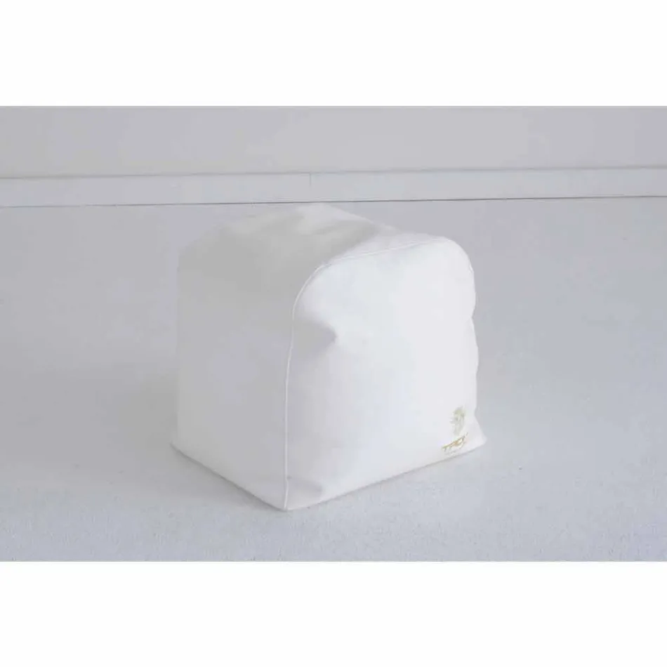 Pouf Cloud Trona design i vitt nautiska läderimitation som gjorts i Italien Viadurini