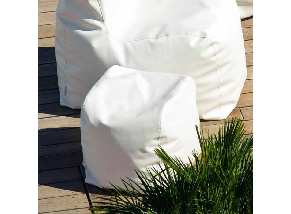 Pouf Cloud Trona design i vitt nautiska läderimitation som gjorts i Italien Viadurini