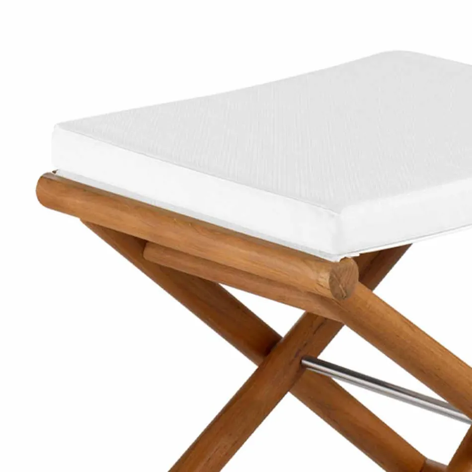 Utomhuspuff i naturligt eller svart matt trä och kudde, tillverkad i Italien - Suzana Viadurini