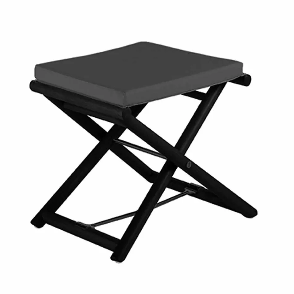 Utomhuspuff i naturligt eller svart matt trä och kudde, tillverkad i Italien - Suzana Viadurini