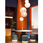 Pouf för utomhus, i polyeten och tyg eller läder - Mara Slide Viadurini