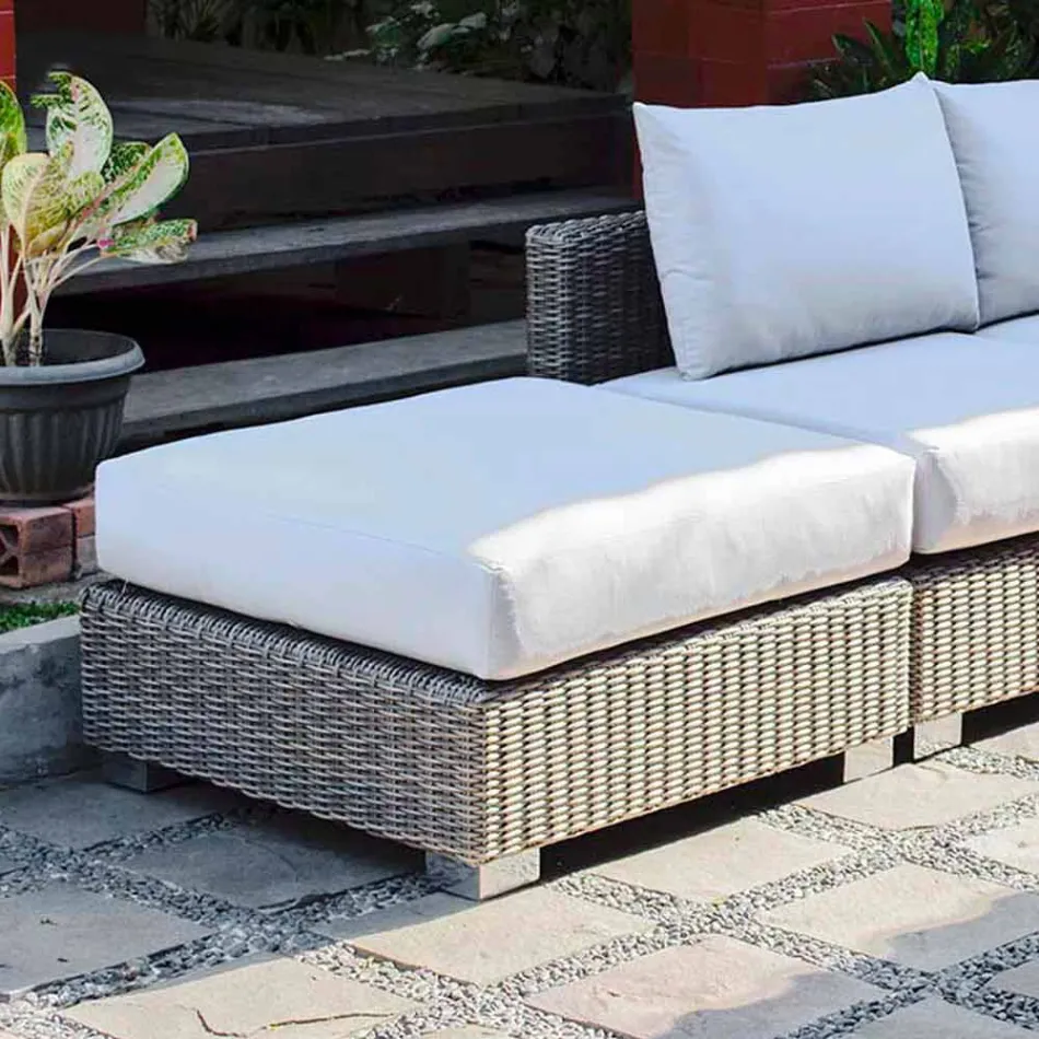 Pouf modern exteriör i grå-taupe Jaco polyeten, handgjorda Viadurini