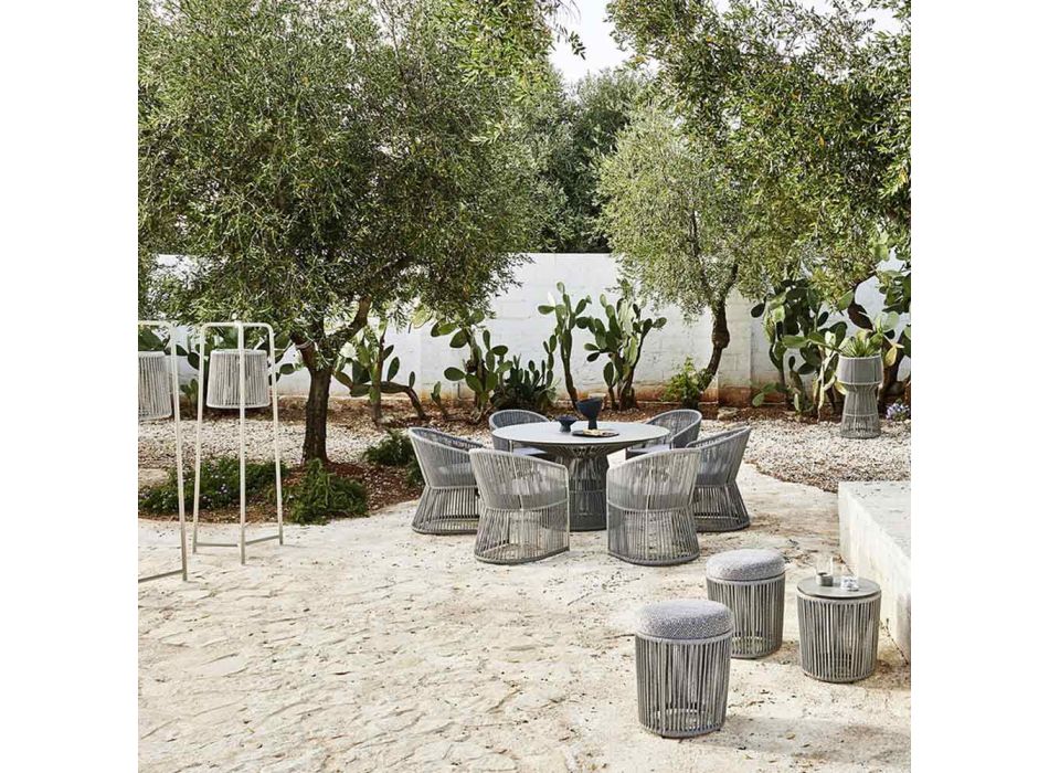 Trädgårdspuff med aluminium och vävkorg - Tibidabo av Varaschin Viadurini